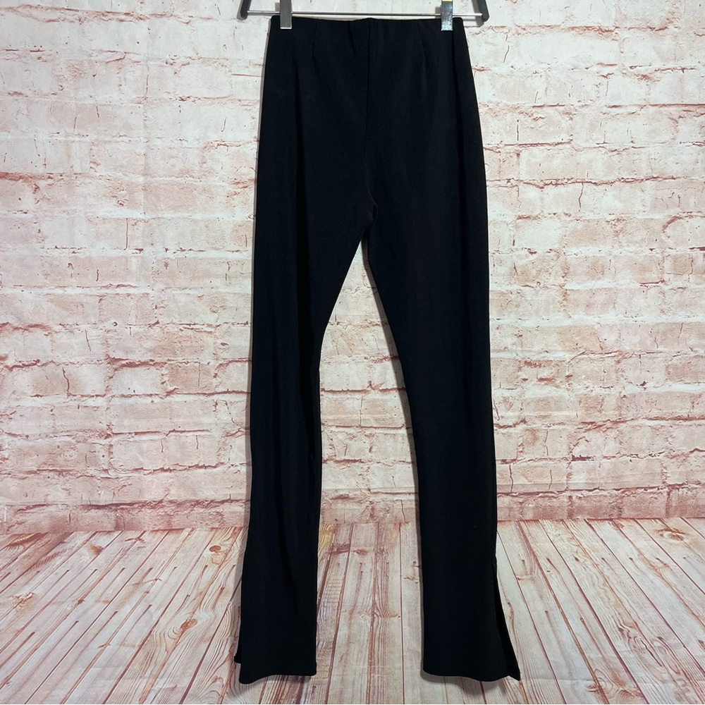 Zara black skinny high rise dress pants ankle side slit size medium